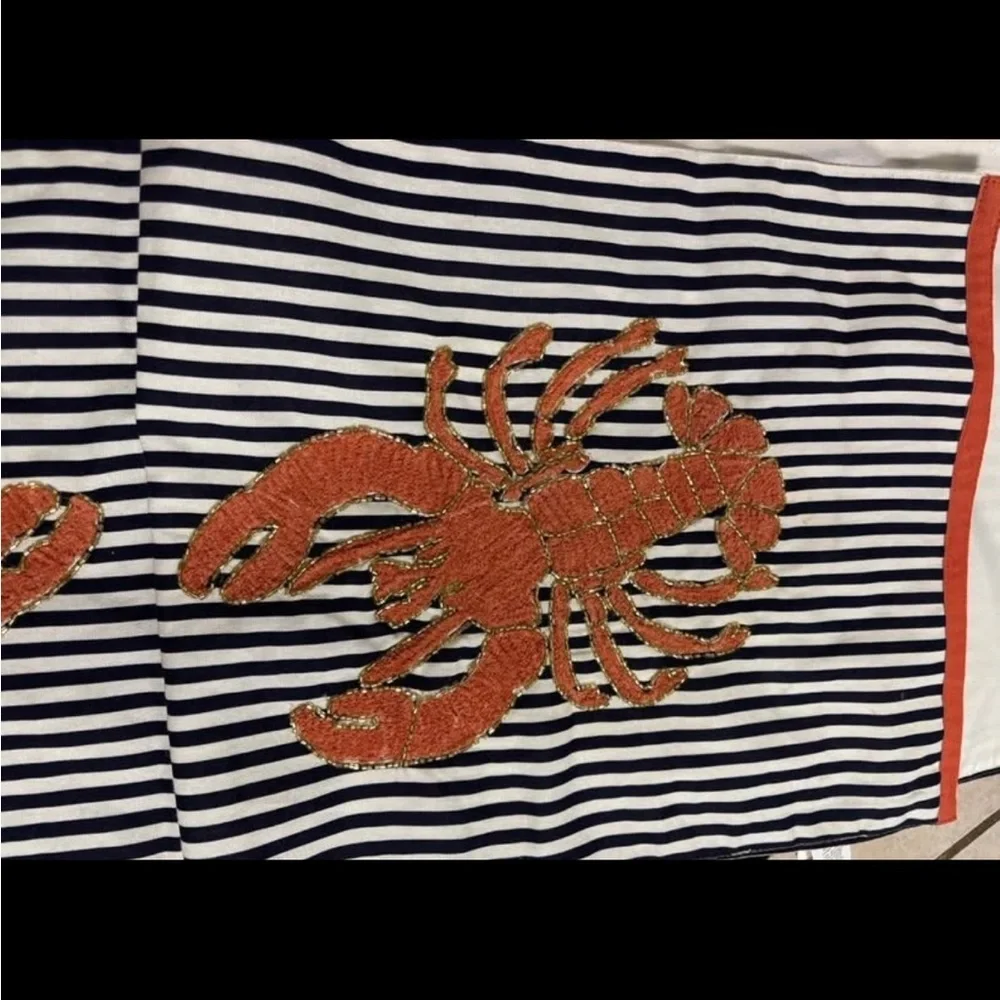 Pier 1 Imports Embroidered Beaded Lobster Coastal Table Runner